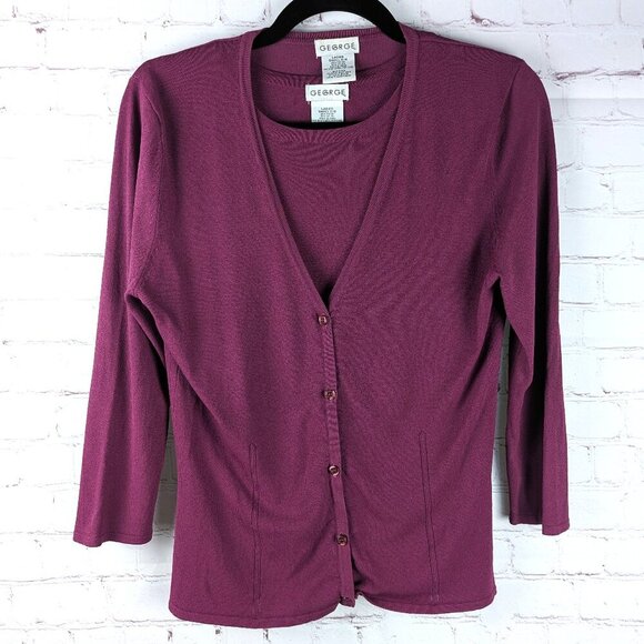 George Sweaters - George Purple Cardigan 2pc Set Small